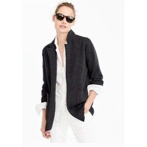 J. Crew Open Front Sweater Blazer H6915 XS S Knit Cotton Cardigan Gray Pockets